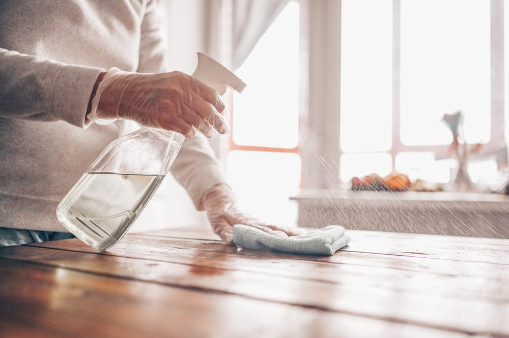 avoid using sanitizer on wooden furniture