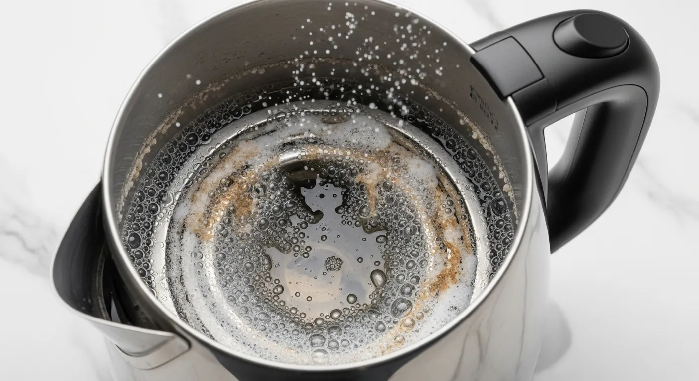 Timelapse of vinegar descaling a kettle.