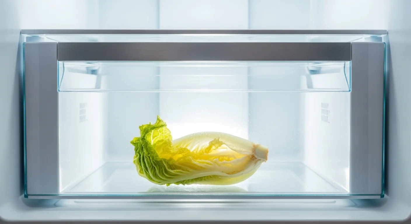 Wilted lettuce in a clean crisper drawer.