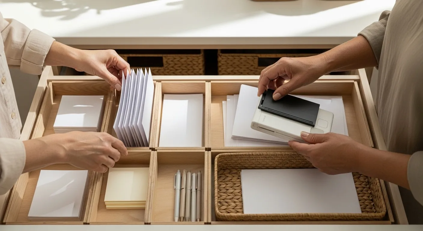 Photo-realistic, senior-friendly scene that visually introduces the section titled 'Step 7: Tame the Paper Tiger and Digitize What You Can'.