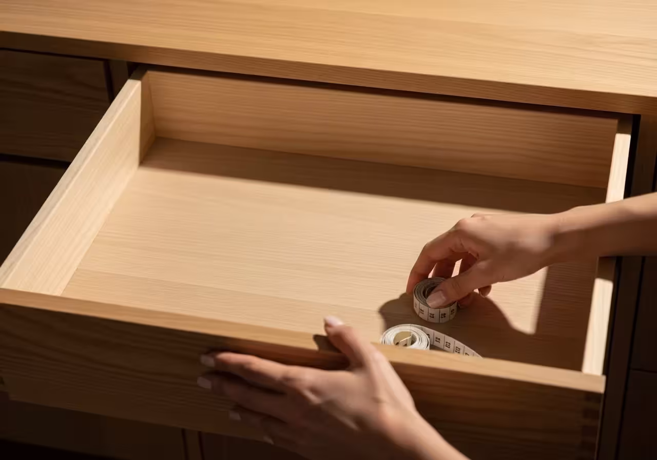 An empty, clean drawer awaits organization.