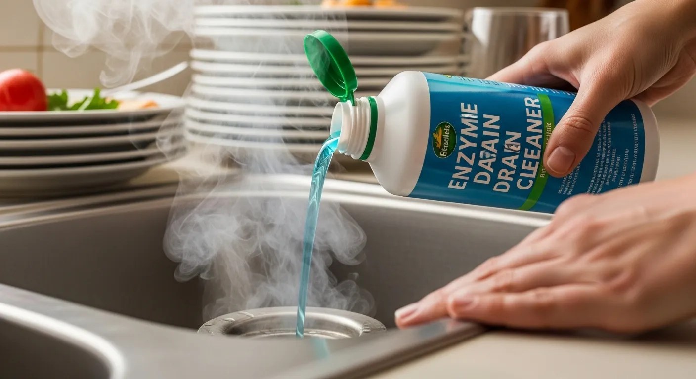 Cleaning a kitchen sink drain after holiday cooking.
