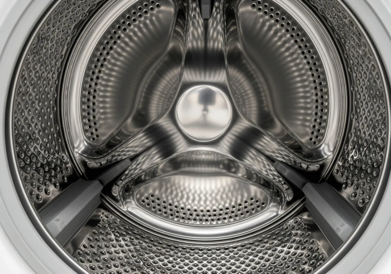 Clean, empty washing machine drum.