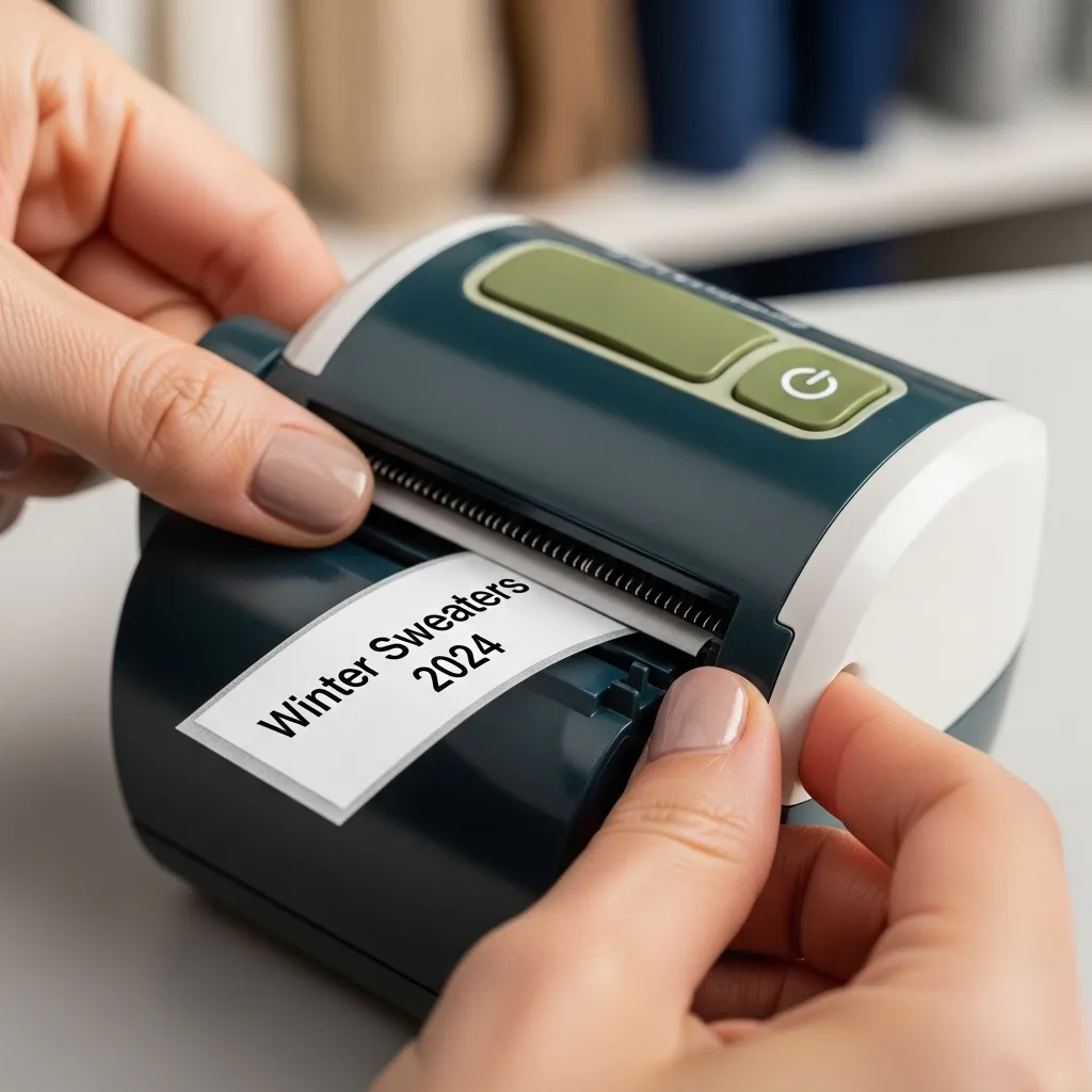 A label maker prints a label that reads 