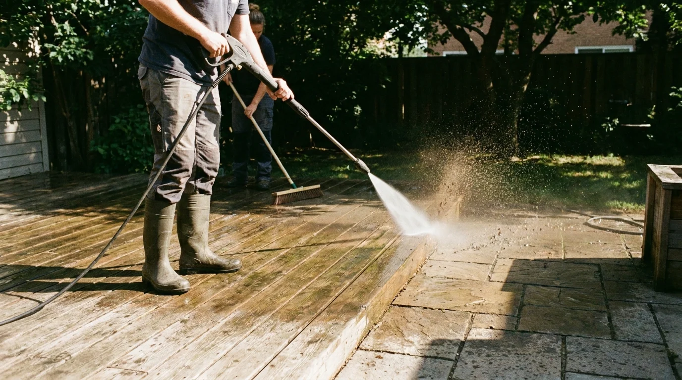 2. Deep Clean Hardscapes and Decking