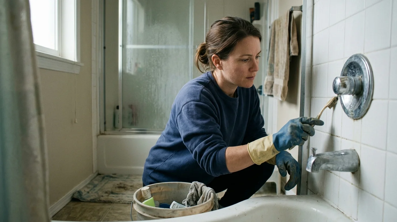 Editorial photograph illustrating: Your Step-by-Step Bathroom Cleaning Checklist