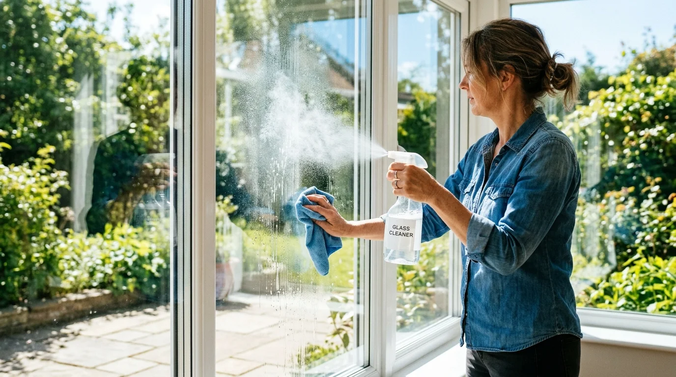 2. Glass Cleaner: Spraying Surfaces Directly and Working Under Bright Sunlight