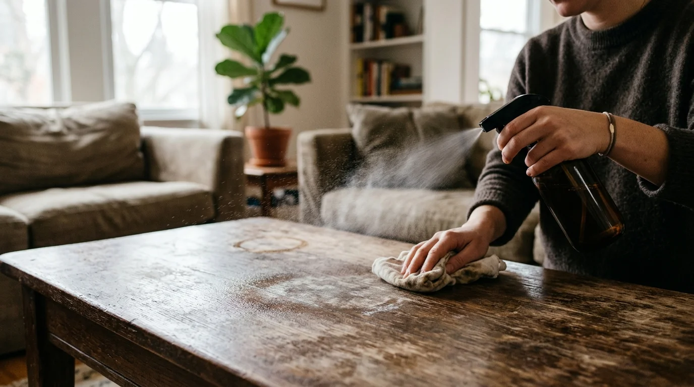 4. Wood Furniture Polish: Creating Wax Buildup and Spraying Directly