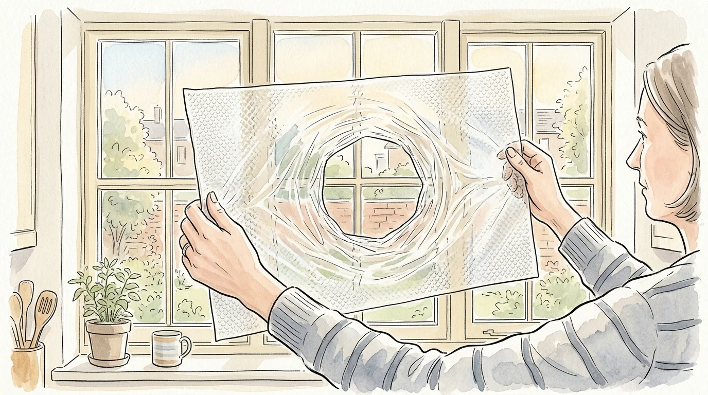 An illustration of hands holding a plastic liner up to a window, revealing a paper-thin, stretched-out spot of material fatigue.
